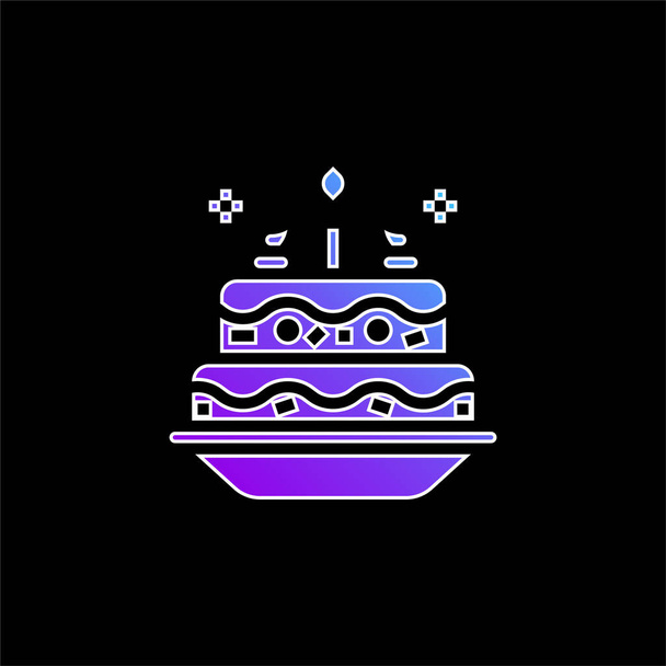 誕生日ケーキ青グラデーションベクトルアイコン - ベクター画像