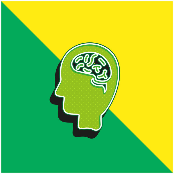 Beyin Yeşili ve Sarı Modern 3D vektör simgesi logosu - Vektör, Görsel
