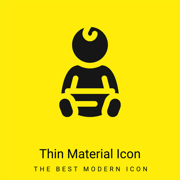 Bebé mínimo icono de material amarillo brillante - Vector, Imagen