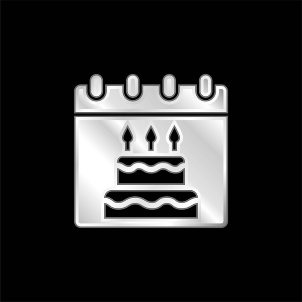 Birthday silver plated metallic icon - Vector, Image