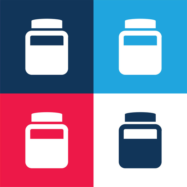 Bottle Of Chemical Elements blue and red four color minimal icon set - Vector, Image