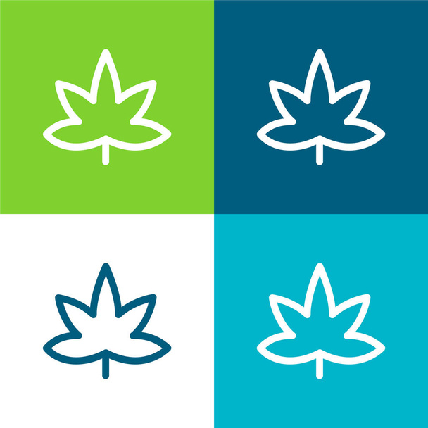Big Mapple Leaf Lapos négy szín minimális ikon készlet - Vektor, kép