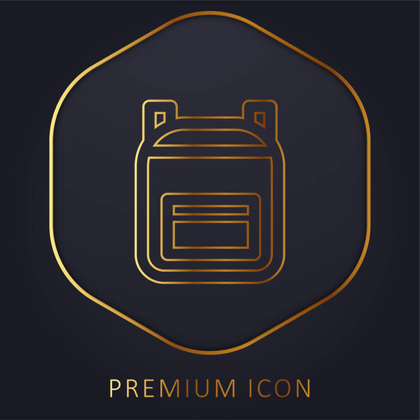 Mochila línea dorada logotipo premium o icono - Vector, Imagen