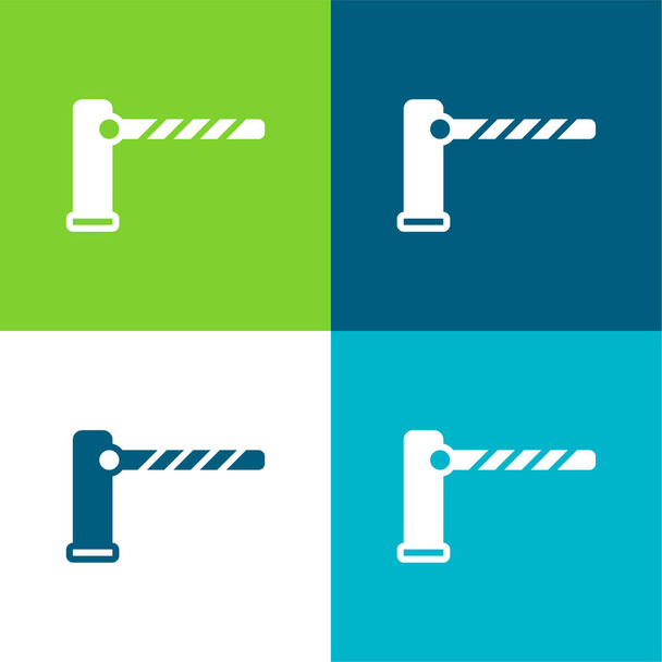 Barrier Flat four color minimal icon set - Vector, Image