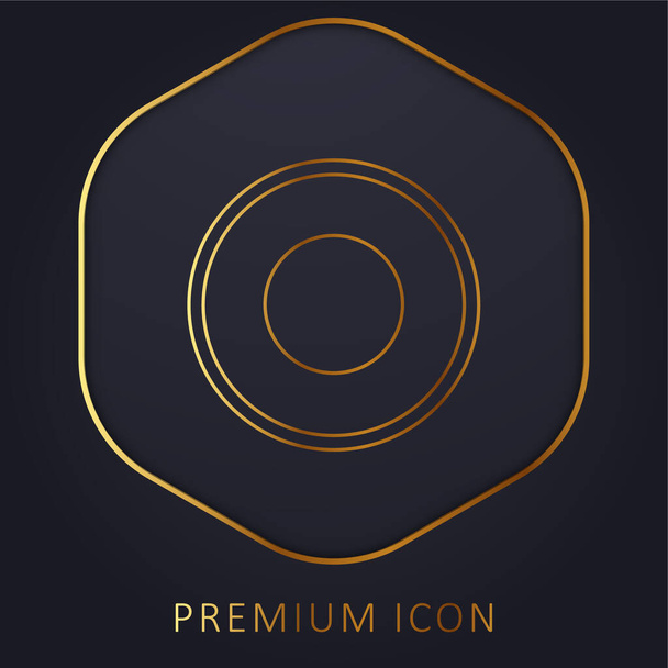 Atom Circular Symbol Of Circles Gold Line Prémiové logo nebo ikona - Vektor, obrázek