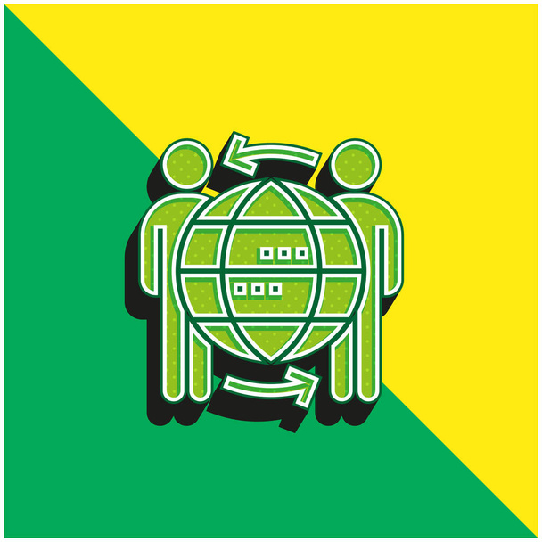 B2b緑と黄色の現代的な3Dベクトルアイコンのロゴ - ベクター画像