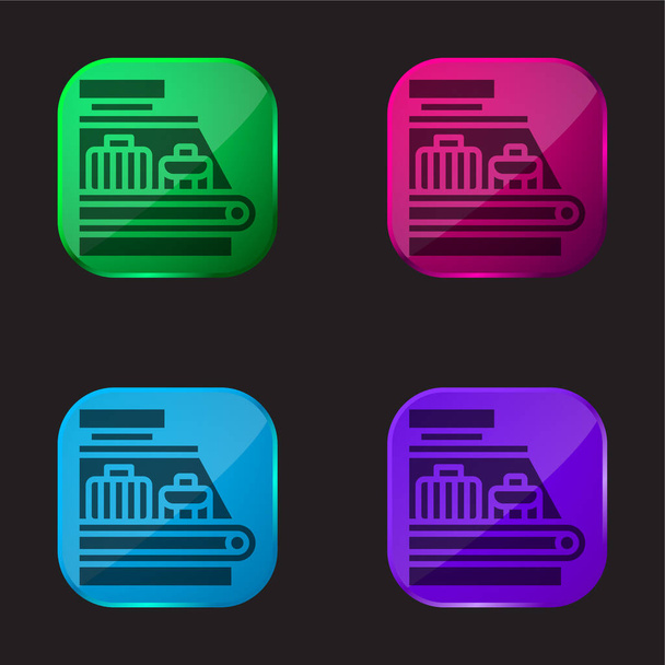 Equipaje icono de botón de cristal de cuatro colores - Vector, imagen