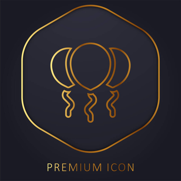 Логотип или иконка золотой линии воздушного шара - Вектор,изображение