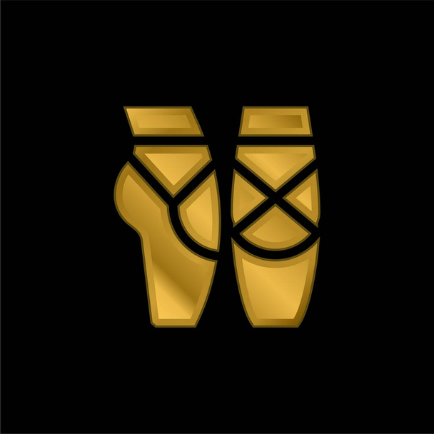 Ballet gold plated metalic icon or logo vector - Vector, Image
