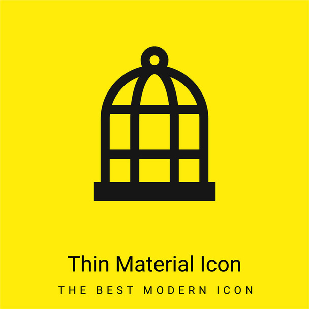 Cage à oiseaux icône matérielle jaune vif minimale - Vecteur, image