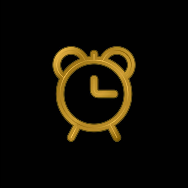 Reloj despertador Esquema chapado en oro icono metálico o logo vector - Vector, Imagen