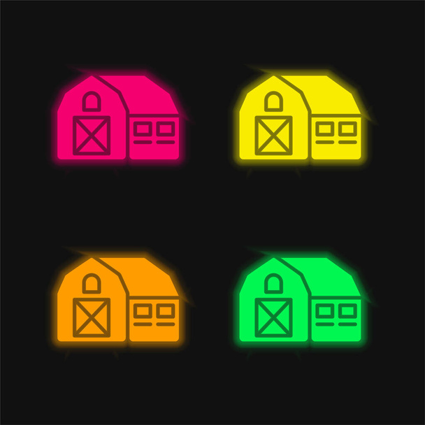 Grange quatre couleurs rougeoyantes icône vectorielle néon - Vecteur, image