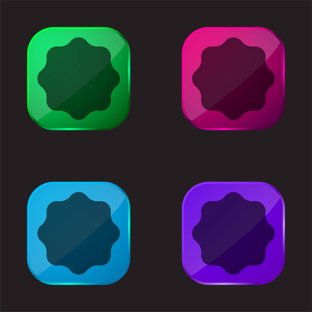 Jelvény négy színű üveg gomb ikon - Vektor, kép