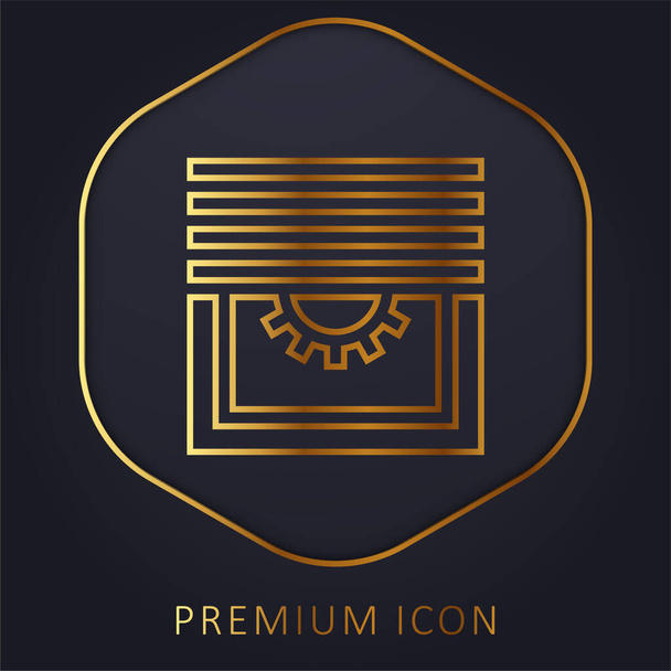Persianas de línea dorada logotipo premium o icono - Vector, imagen