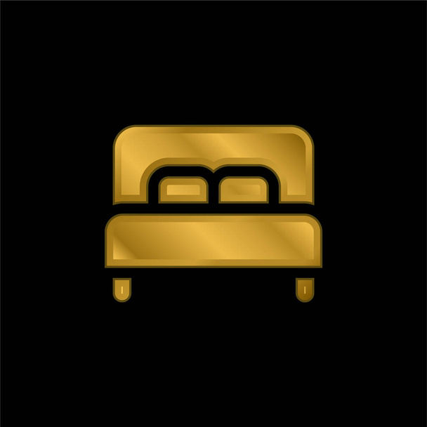 Cama banhado a ouro ícone metálico ou vetor logotipo - Vetor, Imagem