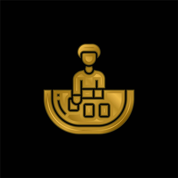 Baccarat vergoldet metallisches Symbol oder Logo-Vektor - Vektor, Bild