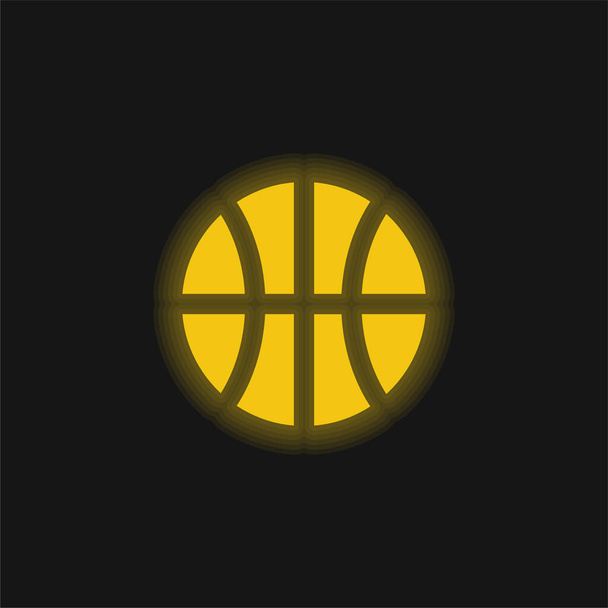 Honkbal bal geel gloeiende neon pictogram - Vector, afbeelding