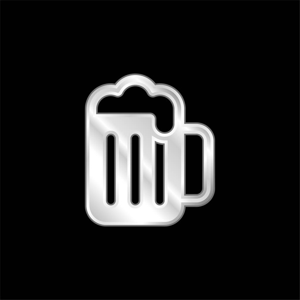Beer silver plated metallic icon - Vector, Image