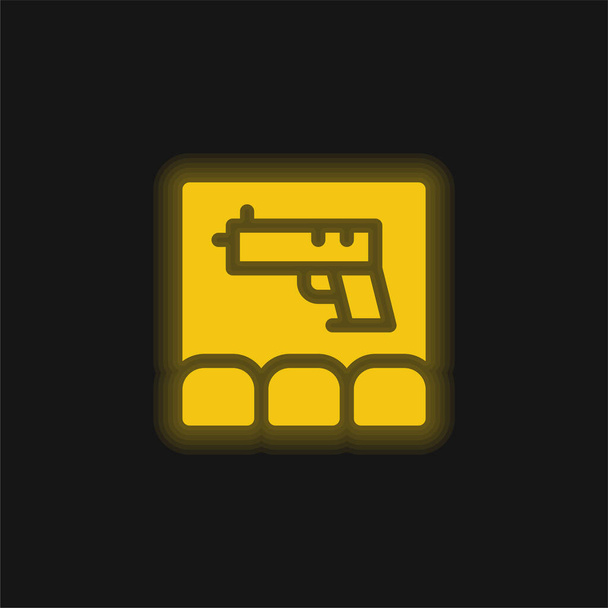 Action Movie yellow glowing neon icon - Vector, Image