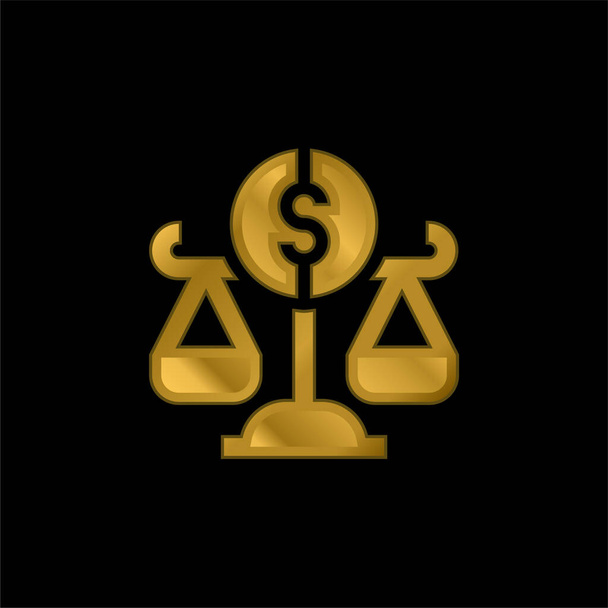 Balança Balança banhado a ouro ícone metálico ou vetor logotipo - Vetor, Imagem