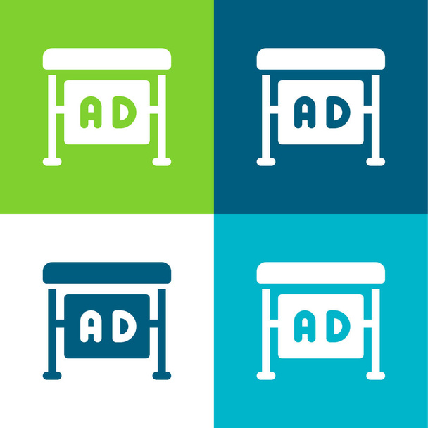 Ads Flat čtyři barvy minimální ikona nastavena - Vektor, obrázek