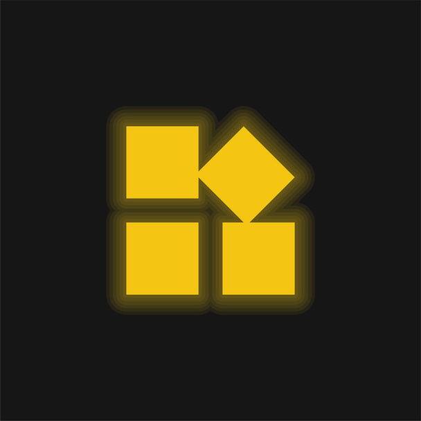Ikona žlutého zářícího neonu aplikace - Vektor, obrázek