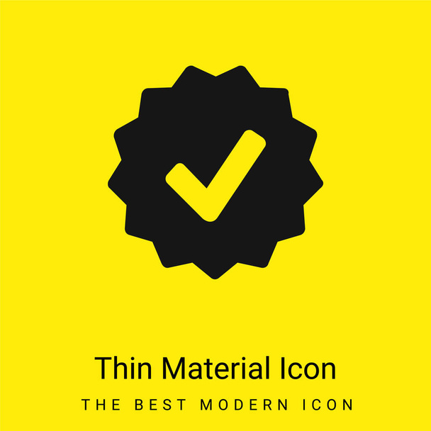 Approval Symbol In Badge minimal bright yellow material icon - Vector, Image
