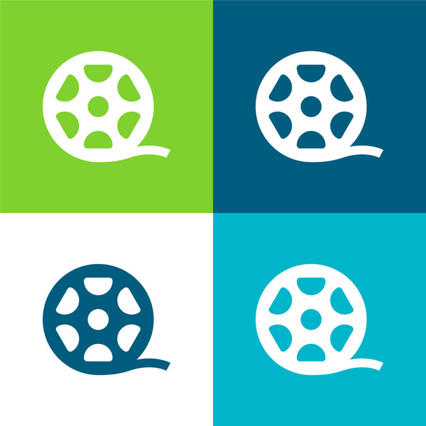 Rollo de película grande Conjunto de iconos mínimo de cuatro colores - Vector, Imagen