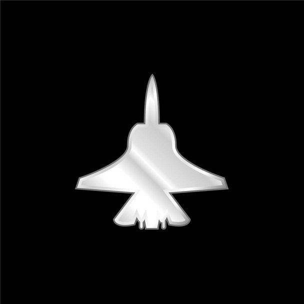 Samolot dolny Kształt posrebrzanej ikony metalicznej - Wektor, obraz
