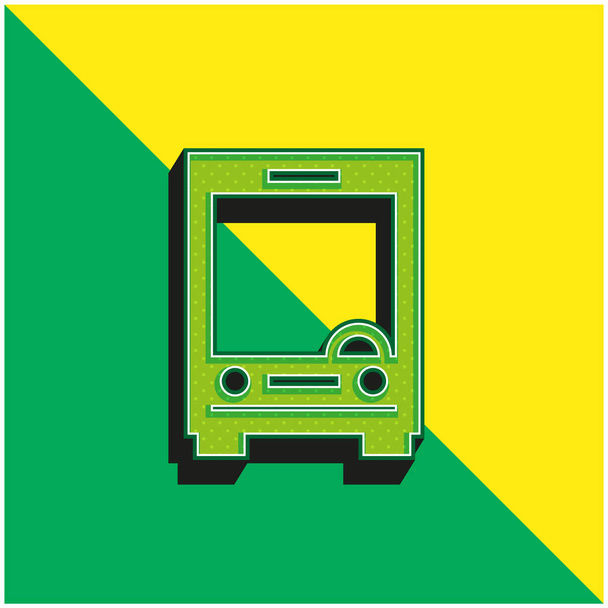Big Bus Front Zöld és sárga modern 3D vektor ikon logó - Vektor, kép