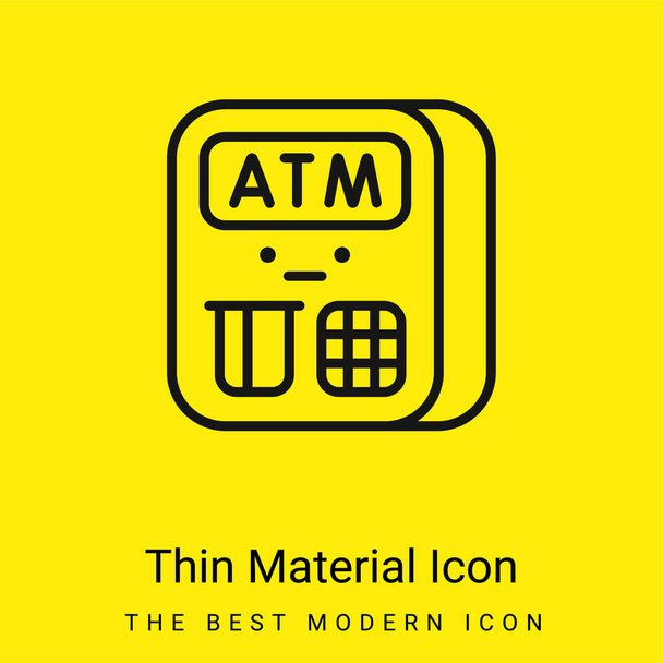 ATM MAchine ελάχιστο φωτεινό κίτρινο εικονίδιο υλικού - Διάνυσμα, εικόνα