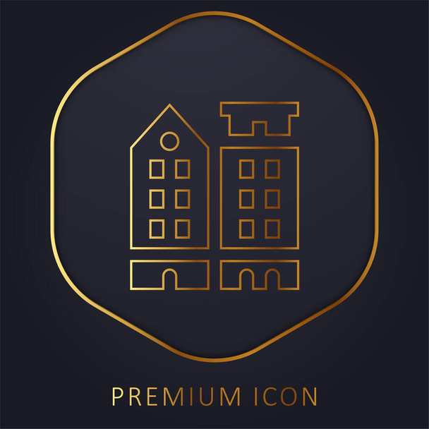 Amsterdam gouden lijn premium logo of icoon - Vector, afbeelding