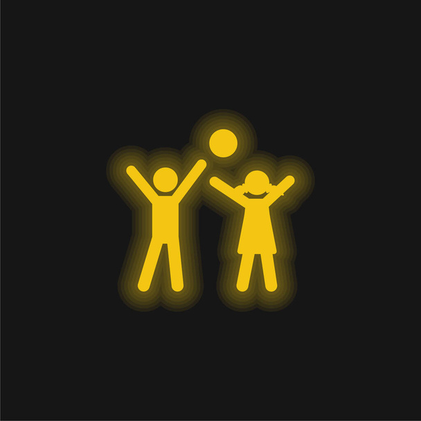 Kosárlabda sárga izzó neon ikon - Vektor, kép