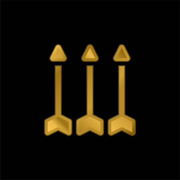 Flèches plaqué or icône métallique ou logo vecteur - Vecteur, image