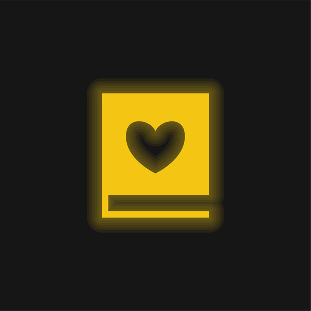 Libro dell'amore giallo icona al neon incandescente - Vettoriali, immagini