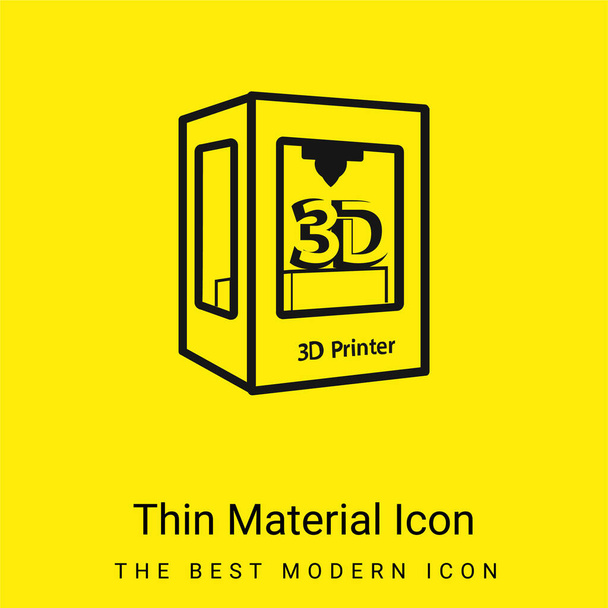 3d Σύμβολο εκτυπωτή ελάχιστο φωτεινό κίτρινο εικονίδιο υλικού - Διάνυσμα, εικόνα