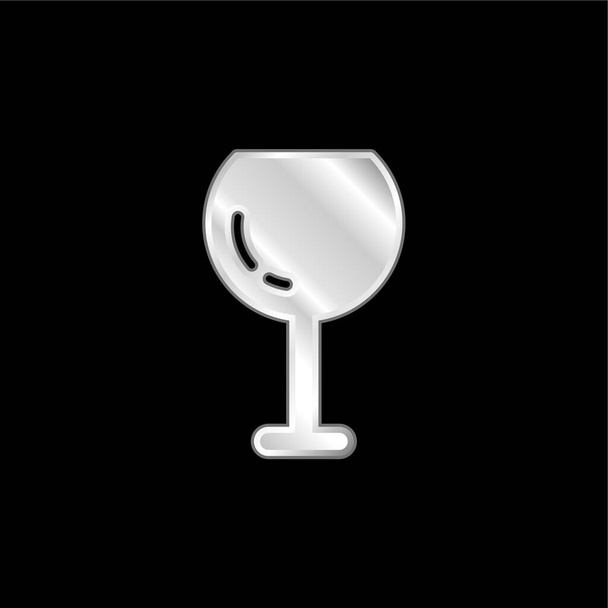 Big Wine Glass ezüst bevonatú fémes ikon - Vektor, kép