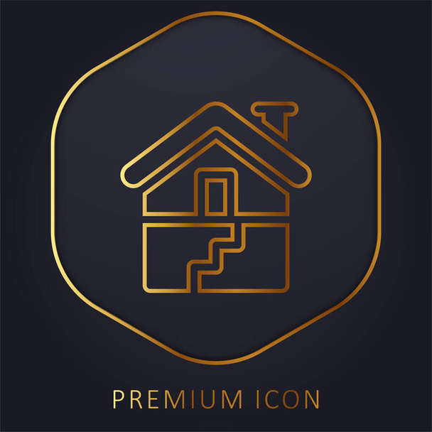 Sótano línea de oro logotipo premium o icono - Vector, Imagen