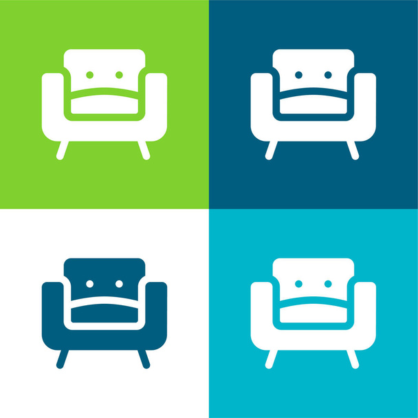 Armchair Flat four color minimal icon set - Vector, Image