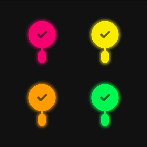 licit négy szín izzó neon vektor ikon - Vektor, kép
