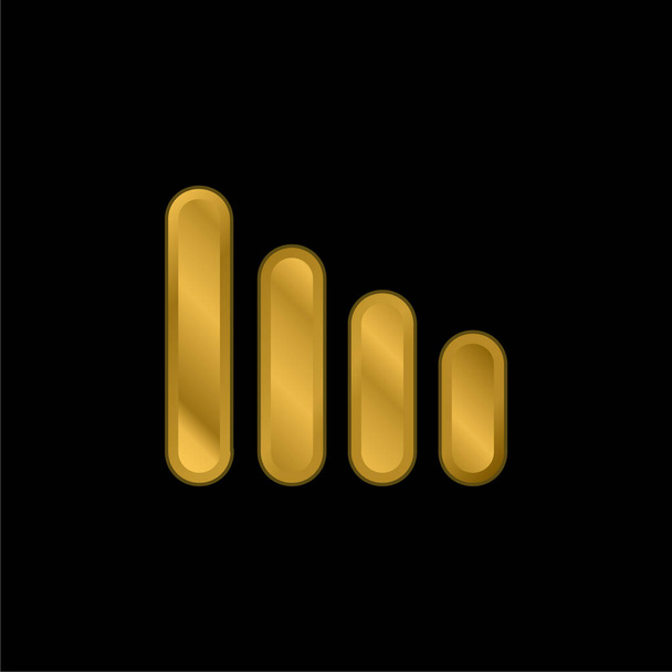Bar Graph gold plated metalic icon or logo vector - Vector, Image