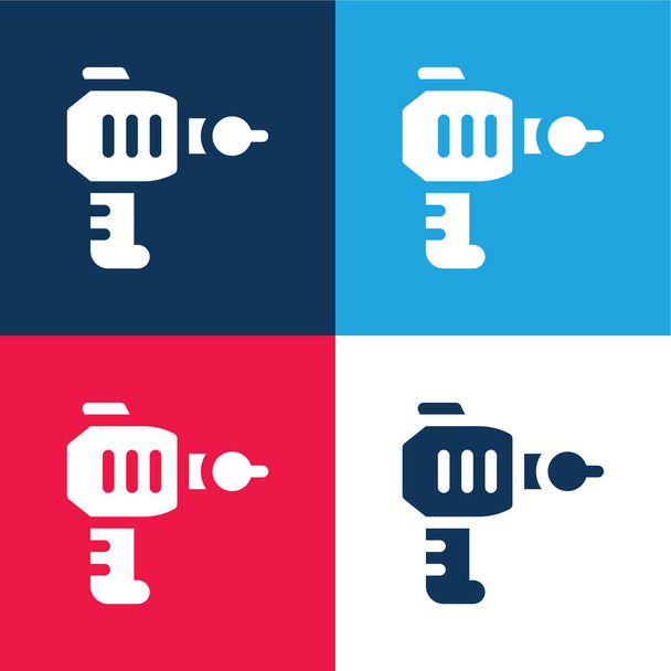 Blaster blue and red four color minimal icon set - Vector, Image