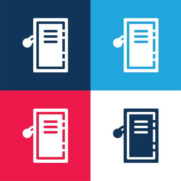 Airpot Cupboard blue and red four color minimal icon set - Vector, Image