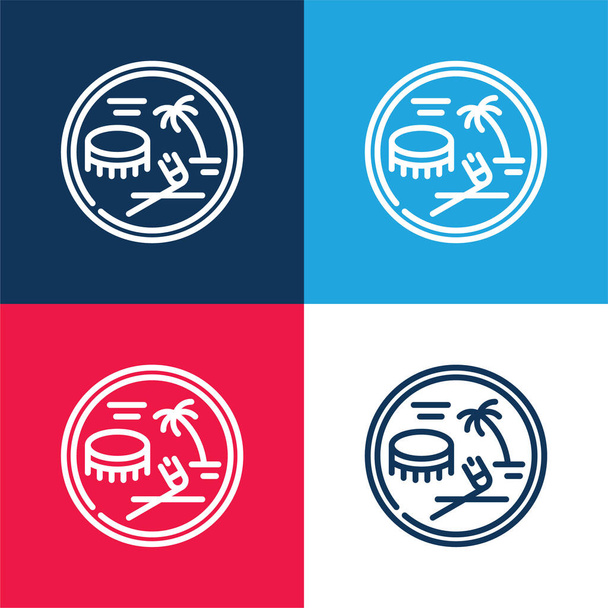 Americký Samoan dolar modrá a červená čtyři barvy minimální ikona sada - Vektor, obrázek