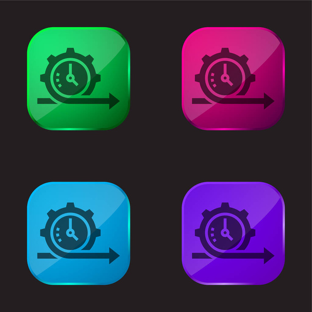 Agile vier kleuren glazen knop icoon - Vector, afbeelding