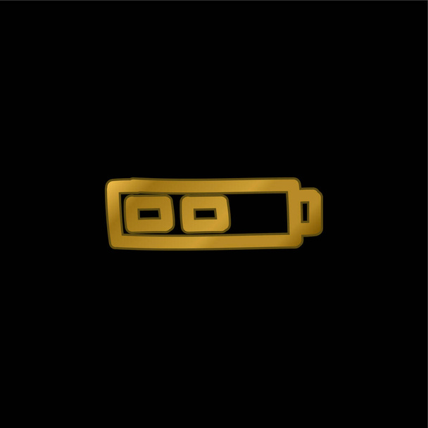 Batería de dos tercios de estado dibujado a mano Esquema chapado en oro icono metálico o vector de logotipo - Vector, Imagen