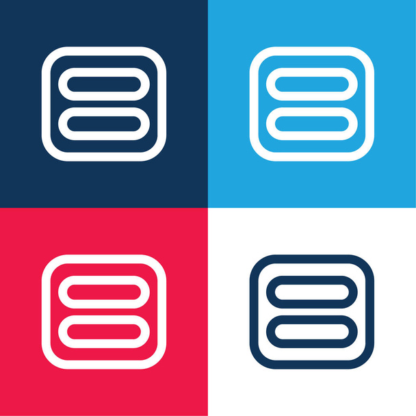 Aktivált kék és piros négy szín minimális ikon készlet - Vektor, kép