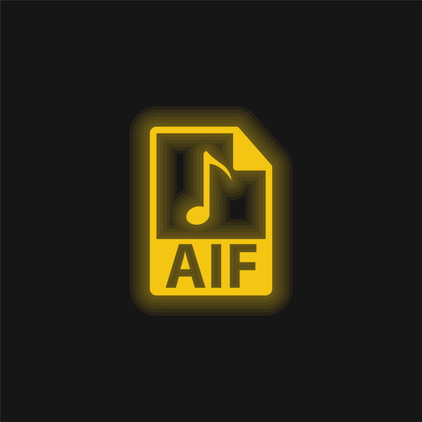 AIF File Format yellow glowing neon icon - Vector, Image