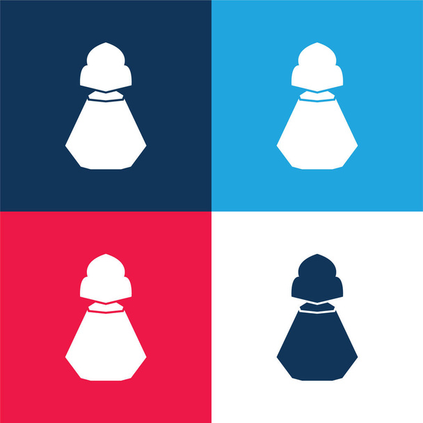 Láhev Černá Elegantní Silueta modrá a červená čtyři barvy minimální ikona sada - Vektor, obrázek
