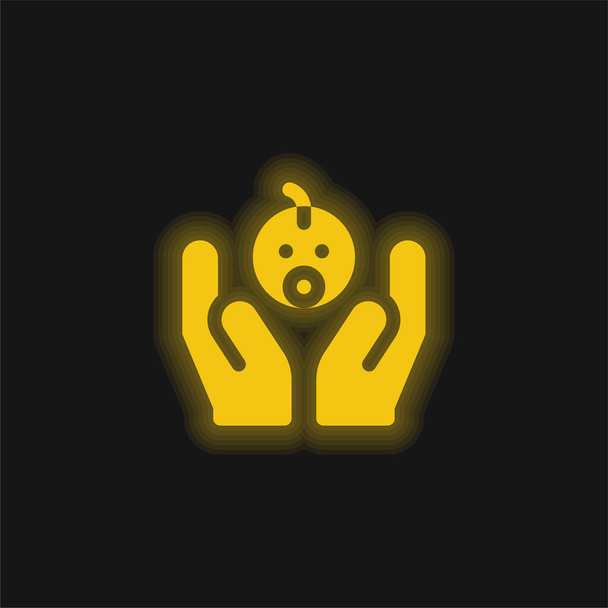 Przyjęcie żółtej świecącej neonowej ikony - Wektor, obraz